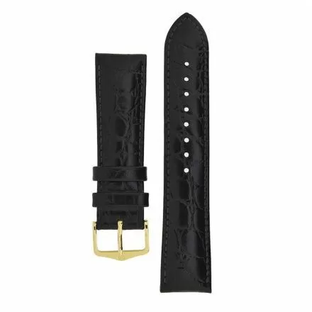 Czarny pasek skórzany 12 mm HIRSCH Crocograin 12302850-1-12 (M)
