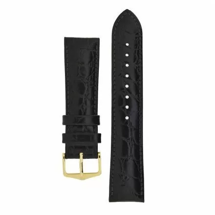 Czarny pasek skórzany 20 mm HIRSCH Crocograin 12322850-2-20 (L)