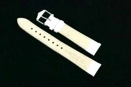 Biały pasek skórzany 16 mm HIRSCH Crocograin 12302800-2-16 (M)