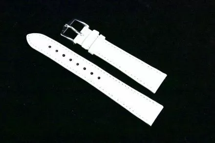 Biały pasek skórzany 16 mm HIRSCH Crocograin 12302800-2-16 (M)