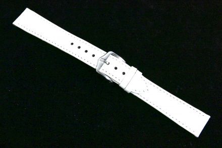 Biały pasek skórzany 16 mm HIRSCH Crocograin 12302800-2-16 (M)