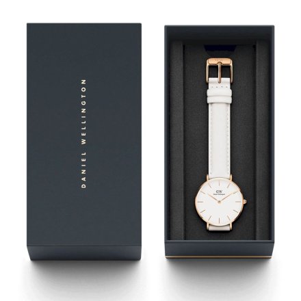 Zegarek Daniel Wellington Petite Bondi 28 różowe złoto z białym paskiem DW00100249