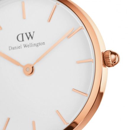 Zegarek Daniel Wellington Petite Bondi 28 różowe złoto z białym paskiem DW00100249