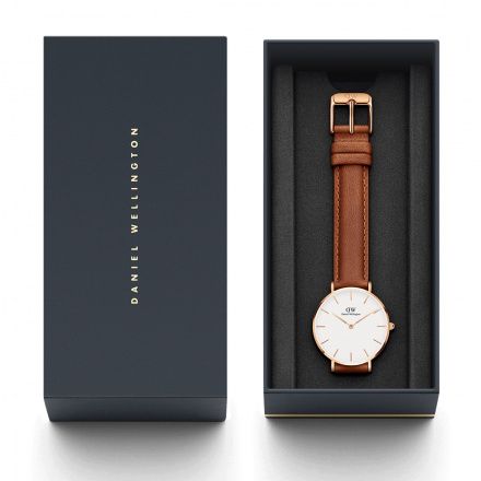 Zegarek Daniel Wellington Petite 32 Durham różowe złoto z brązowym paskiem DW00100172