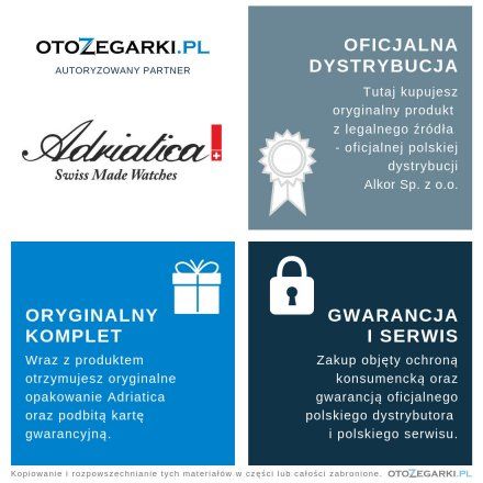 Złoty damski szwajcarski zegarek Adriatica z czekoladową tarczą A3645.111GQZ