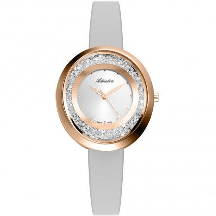 Owalny szwajcarski zegarek damski Adriatica z kryształkami A3771.9G43QZ