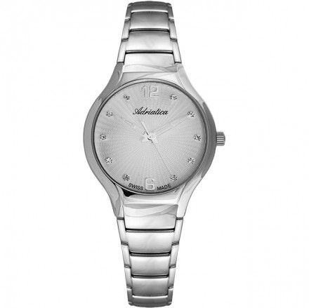 Srebrny klasyczny zegarek szwajcarski damski Adriatica z bransoletką A3798.5177Q