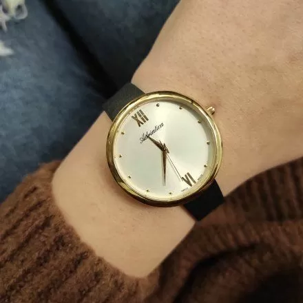 Klasyczny damski zegarek szwajcarski Adriatica złoto-czarny A3632.1283Q