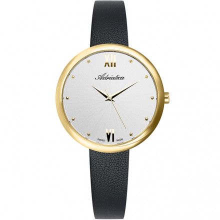 Klasyczny damski zegarek szwajcarski Adriatica złoto-czarny A3632.1283Q