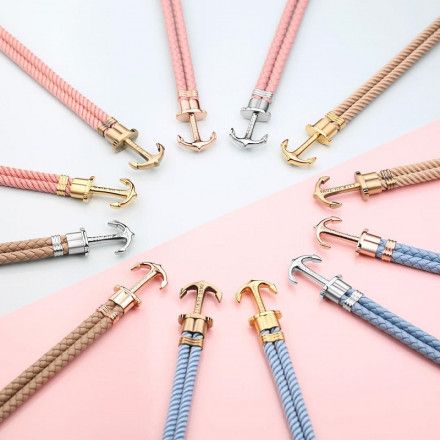 Beżowa bransoletka z kotwicą Paul Hewitt Phrep Nylon Rose Gold Hazelnut PH-PH-N-R-H