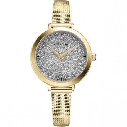 Złoty zegarek z brokatową terczą damski szwajcarski Adriatica A3787.1113Q BESTSELLER