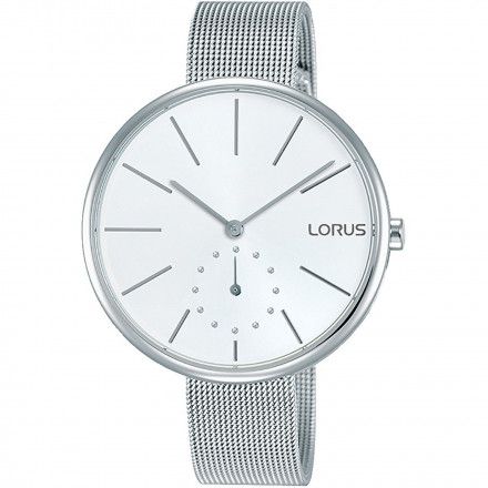 Srebrny damski zegarek Lorus z wąską bransoletką mesh RN421AX9