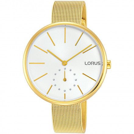 Złoty damski zegarek Lorus z bransoletką mesh RN422AX9