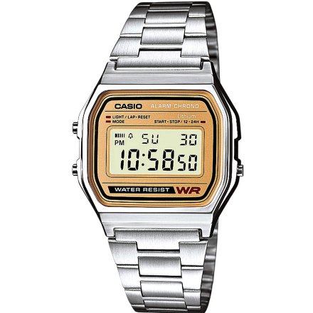 Srebrny zegarek Casio Vintage A158WEA-9EF z wyświetlaczem