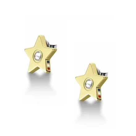 Złote kolczyki Tommy Hilfiger gwiazdki z kryształami 2700844