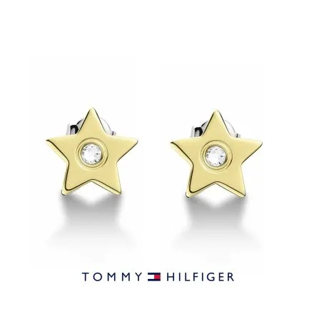Złote kolczyki Tommy Hilfiger gwiazdki z kryształami 2700844