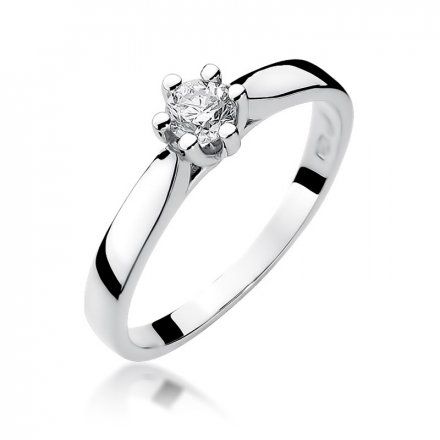 Biżuteria SAXO 14K Pierścionek z brylantem 0,25ct W-222 Białe Złoto
