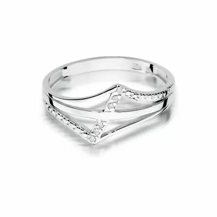 Biżuteria SAXO 14K Pierścionek z brylantami 0,03ct W-114 Białe Złoto