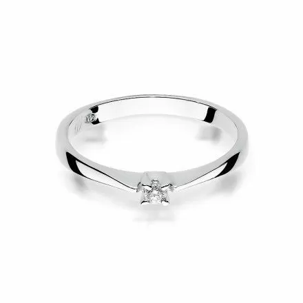 Biżuteria SAXO 14K Pierścionek z brylantem 0,03ct W-175 Białe Złoto