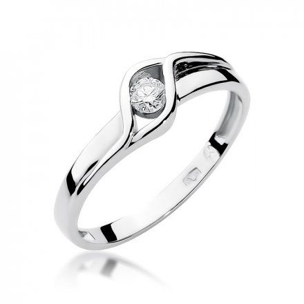 Biżuteria SAXO 14K Pierścionek z brylantem 0,10ct W-178 Białe Złoto