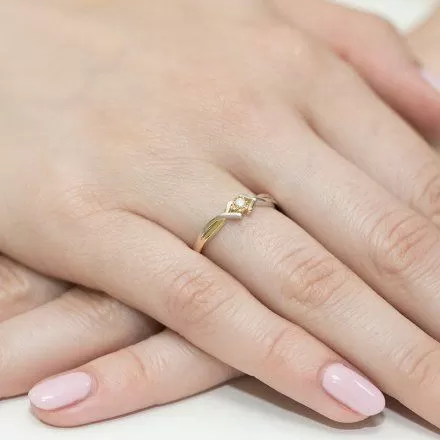 Biżuteria SAXO 14K Pierścionek z brylantami 0,04ct W-190 Białe Złoto