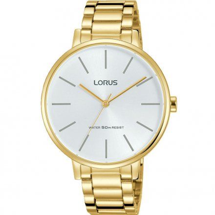 Złoty modny zegarek damski Lorus z bransolektą RG210NX9