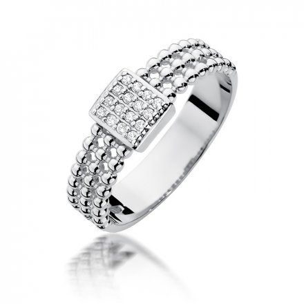 Biżuteria SAXO 14K Pierścionek z brylantami 0,08ct W353 Białe Złoto