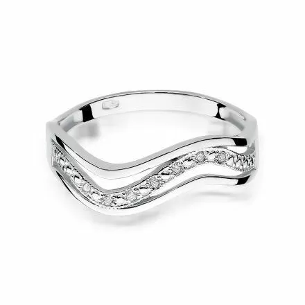 Biżuteria SAXO 14K Pierścionek z brylantami 0,06ct W-116 Białe Złoto