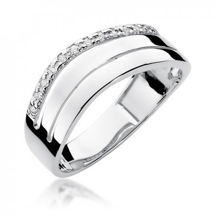 Biżuteria SAXO 14K Pierścionek z brylantami 0,09ct W-214 Białe Złoto
