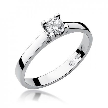 Biżuteria SAXO 14K Pierścionek z brylantem 0,25ct W-221 Białe Złoto
