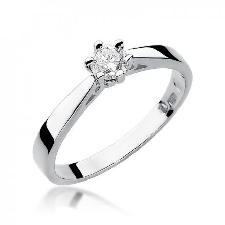 Biżuteria SAXO 14K Pierścionek z brylantem 0,25ct W-229 Białe Złoto