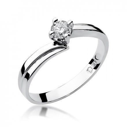 Biżuteria SAXO 14K Pierścionek z brylantem 0,25ct W-231 Białe Złoto