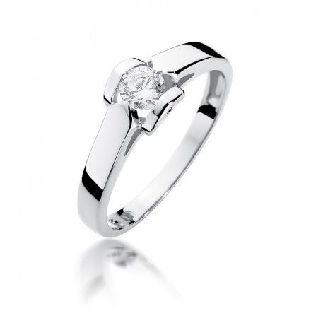 Biżuteria SAXO 14K Pierścionek z brylantem 0,30ct W-320 Białe Złoto