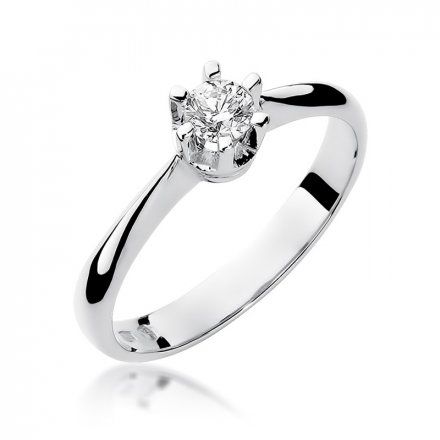 Biżuteria SAXO 14K Pierścionek z brylantem 0,23ct W-36 Białe Złoto
