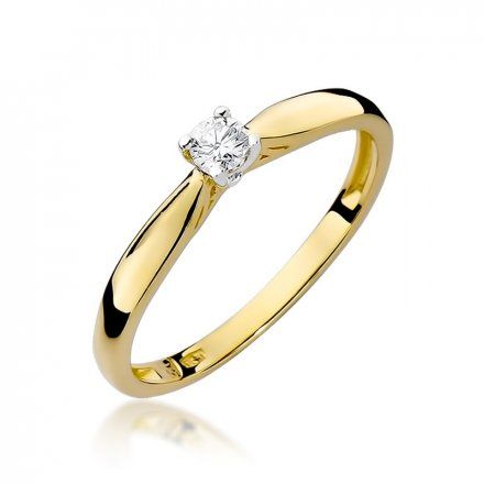 Biżuteria SAXO 14K Pierścionek z brylantem 0,10ct W-45 Złoty