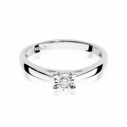 Biżuteria SAXO 14K Pierścionek z brylantem 0,08ct W-7 Białe Złoto