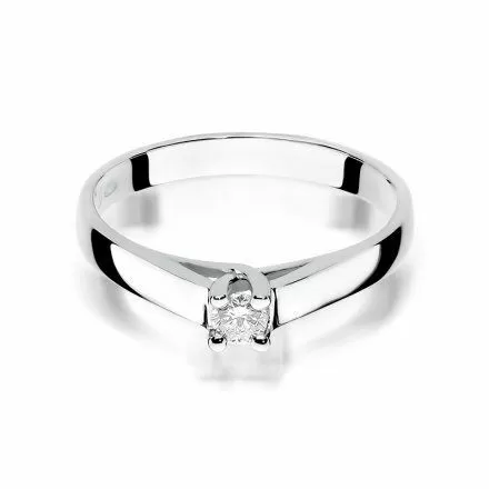 Biżuteria SAXO 14K Pierścionek z brylantem 0,10ct W-70 Białe Złoto