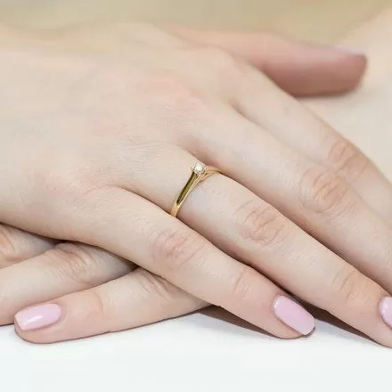 Biżuteria SAXO 14K Pierścionek z brylantem 0,10ct W-70 Białe Złoto