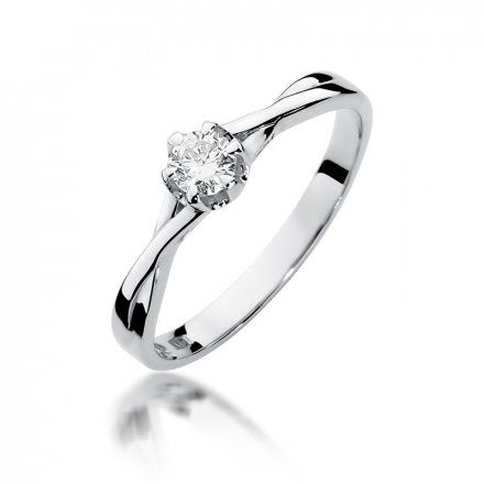 Biżuteria SAXO 14K Pierścionek z brylantem 0,23ct W-340 Białe Złoto