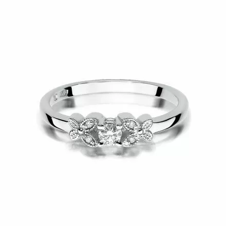 Biżuteria SAXO 14K Pierścionek z brylantami 0,12ct W-414 Białe Złoto