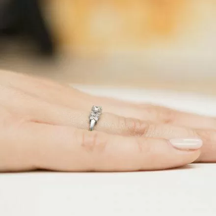 Biżuteria SAXO 14K Pierścionek z brylantami 0,12ct W-414 Białe Złoto