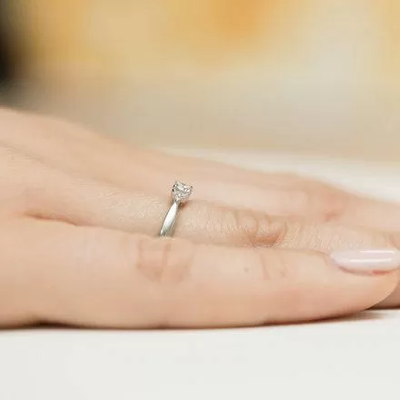 Biżuteria SAXO 14K Pierścionek z brylantami 0,13ct W-428 Białego Złota