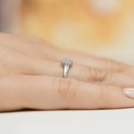 Biżuteria SAXO 14K Pierścionek z brylantami 0,11ct W-419 Białe Złoto