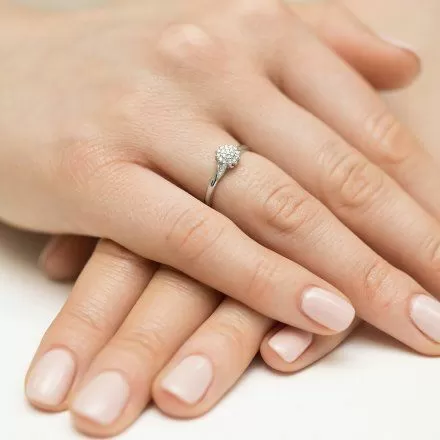 Biżuteria SAXO 14K Pierścionek z brylantami 0,11ct W-419 Białe Złoto