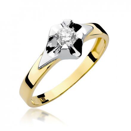 Biżuteria SAXO 14K Pierścionek z brylantem 0,30ct W-155 Złoty