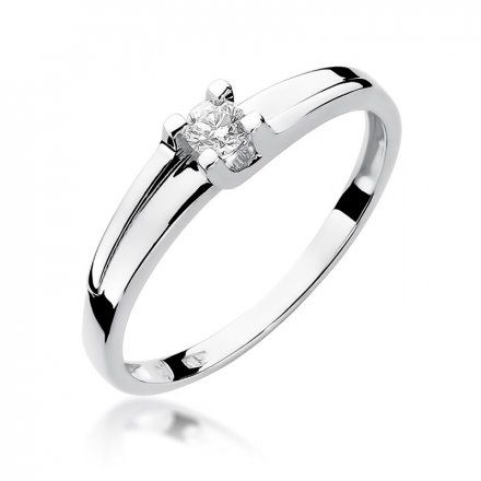 Biżuteria SAXO 14K Pierścionek z brylantem 0,12ct W-246 Białe Złoto