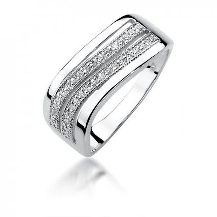 Biżuteria SAXO 14K Pierścionek z brylantami 0,18ct W-416 Białe Złoto