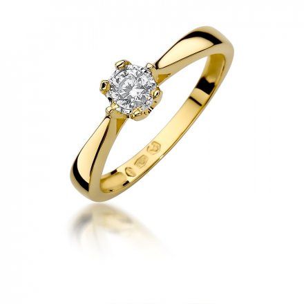Biżuteria SAXO 14K Pierścionek z brylantem 0,20ct W-429 Złoty