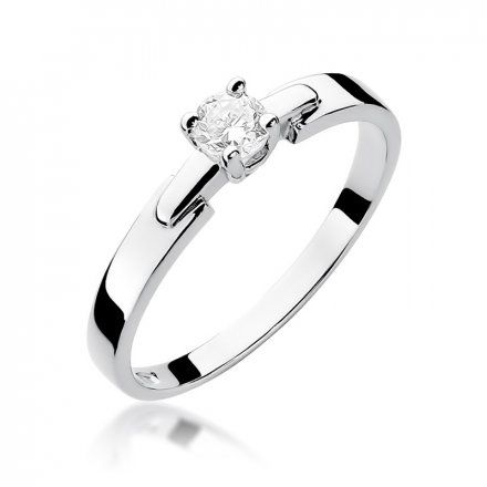 Biżuteria SAXO 14K Pierścionek z brylantem 0,20ct W-241 Białe Złoto