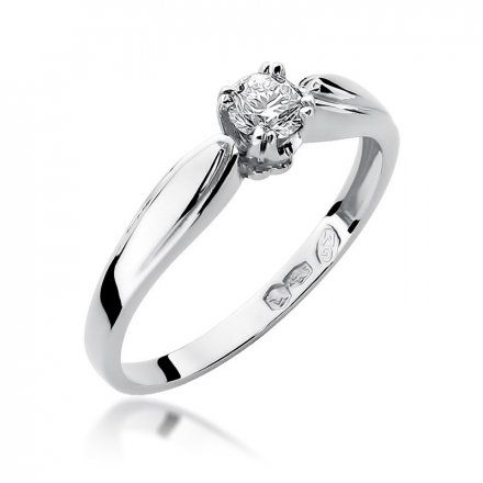 Biżuteria SAXO 14K Pierścionek z brylantem 0,24ct W-197 Białe Złoto